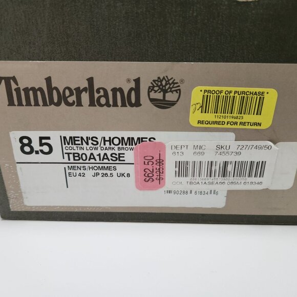 Timberland Mens Coltin Low Dark Brown Leather Shoes 8.5 - Picture 2 of 16